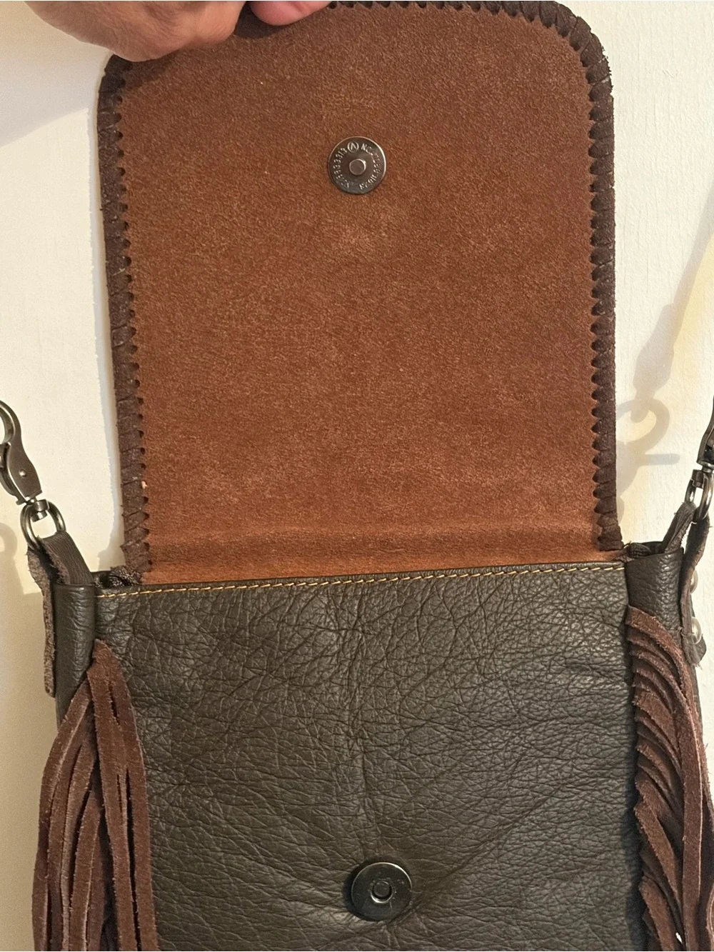 Montana West Genuine Leather Tooled Fringe Crossbody Bag Turquoise